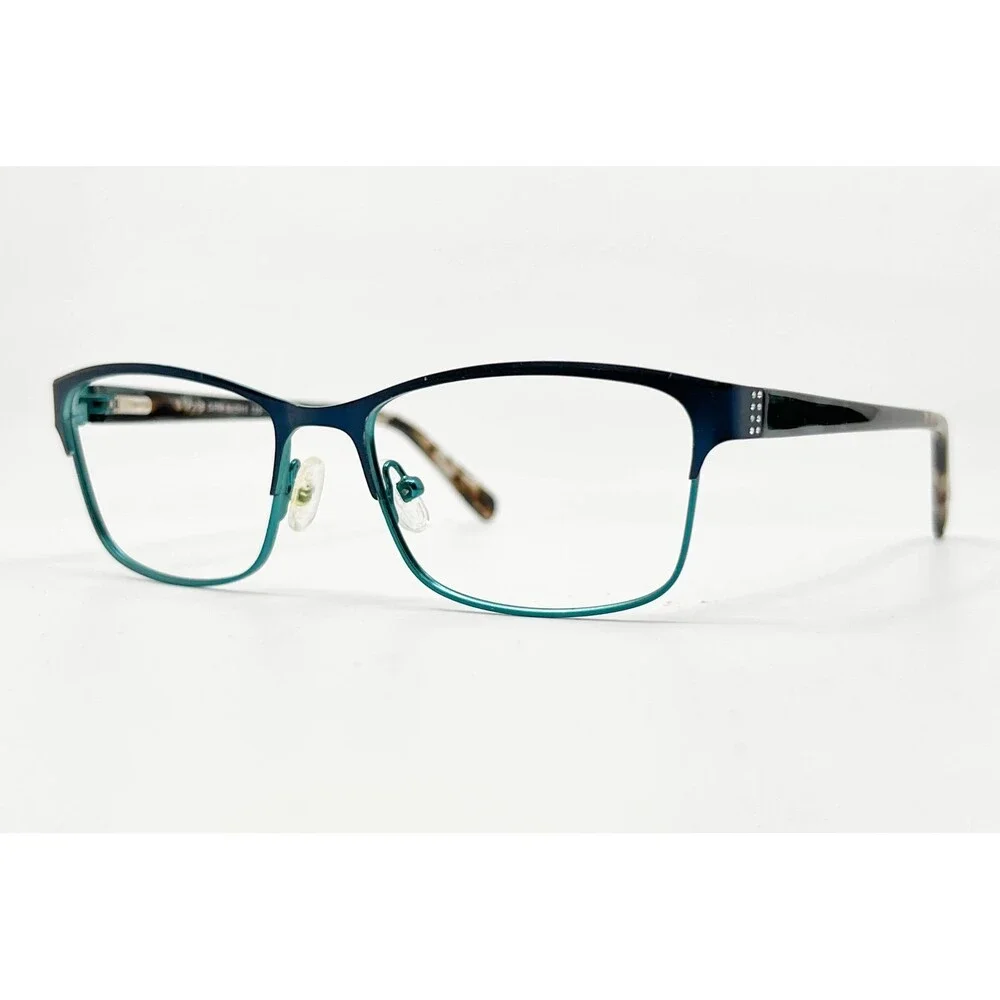 Phoebe Eyeglasses Women Teal Blue Rhinestone Accents 52-16-135